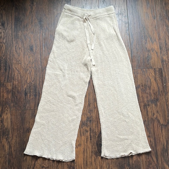 Free People Pants - Free People Beach Tan Knit Wide Leg Pants